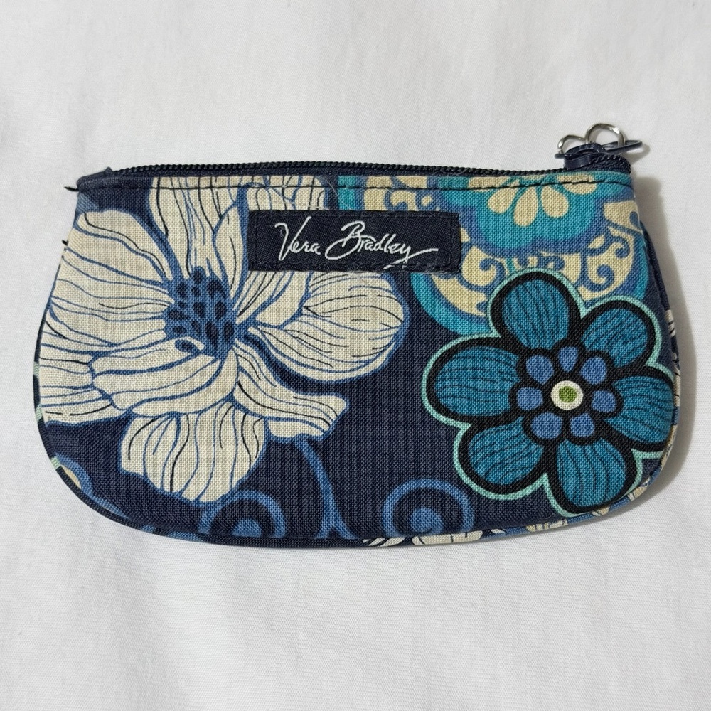 Vera Bradley Navy and Teal Floral Cosmetic mini coin Bag